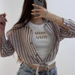 ست دوتیکه شومیز و کراپ شیشه ای ۵ تایی